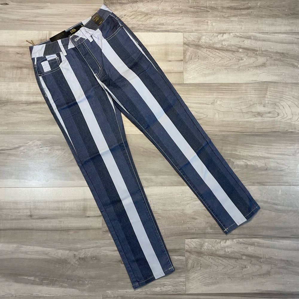Striped Straight Leg Jeans